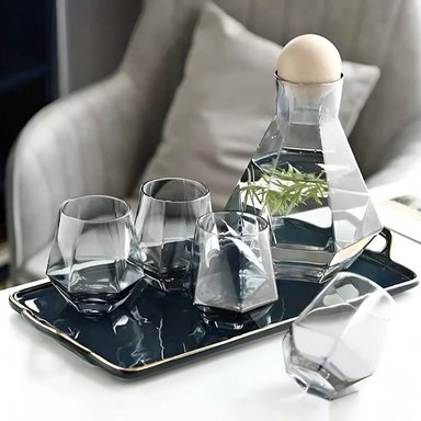 SET JARRA CON BOLA DE CORCHO 1.3 L Y 4 VASOS ZAFIRO - 2