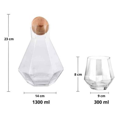 SET JARRA CON BOLA DE CORCHO 1.3 L Y 4 VASOS ZAFIRO - 4