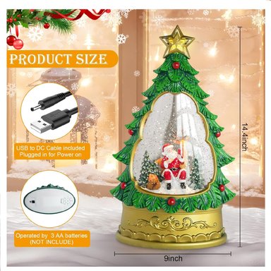 ÁRBOL NAVIDEÑO LÁMPARA MUSICAL DE AGUA MODELO PAPA NOEL Y CIERVO - 4