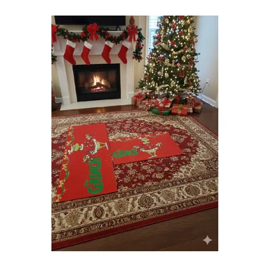 SET ALFOMBRAS DECORATIVAS NAVIDEÑAS 2 PZAS GRINCH - 2