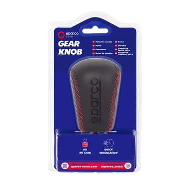 PERILLA POMO PALANCA DE CAMBIO SPARCO CUERO COSTURA ROJA SPG105RD - 4