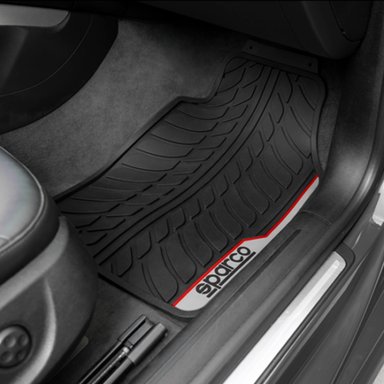 PISO DE GOMA PARA AUTO SPARCO 4 PIEZAS NEGRO ROJO SPF507RD - 2