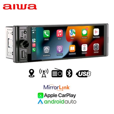 AUTORADIO 1 DIN 6.28'' HD TÁCTIL CON MIRRORLINK ANDROID IPHONE BT USB FM AIWA AW-W470C - 1