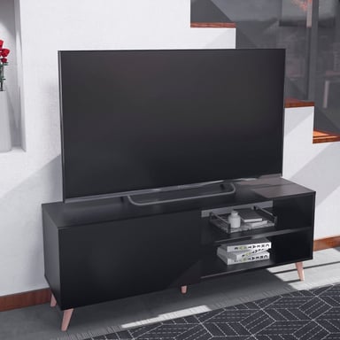MESA DE TV MOVENDA MUEBLES HARMONIA 65' 1 PUERTA MOVENDA NEGRO - 2