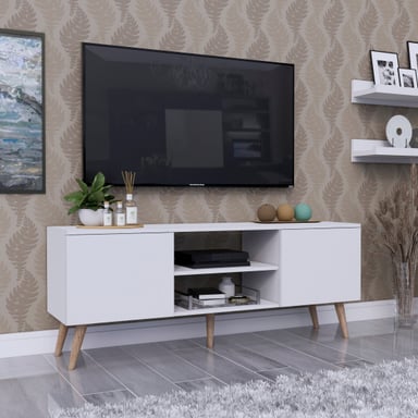 MESA DE TV ROCA SALES 65' 2 PUERTAS MOVENDA BLANCO - 2