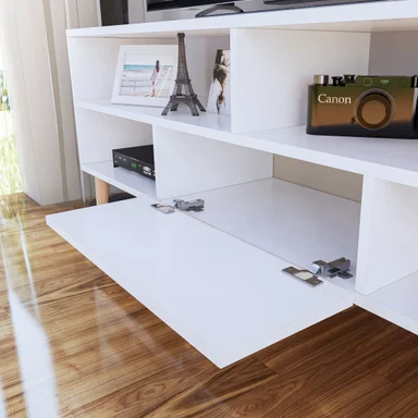 MESA DE TV MOVENDA MUEBLES SAO LEOPOLDO 65' 1 PUERTA MOVENDA BLANCO - 3