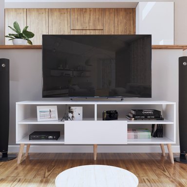 MESA DE TV MOVENDA MUEBLES SAO LEOPOLDO 65' 1 PUERTA MOVENDA BLANCO - 4