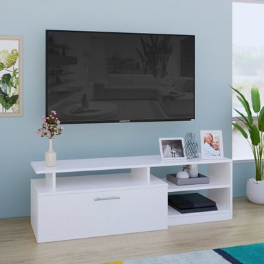 MESA DE TV MOVENDA MUEBLES CANOAS 55' 1 PUERTA MOVENDA BLANCO - 2