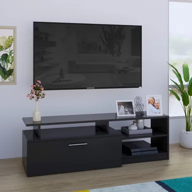 MESA DE TV MOVENDA MUEBLES CANOAS 55' 1 PUERTA MOVENDA NEGRO - 4