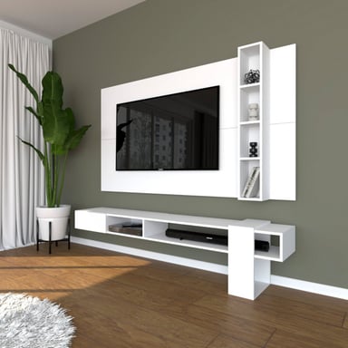 CENTRO DE ENTRETENIMIENTO MOVENDA MUEBLES GRAVATAI 65' MESA DE TV Y PANEL MOVENDA BLANCO - 2
