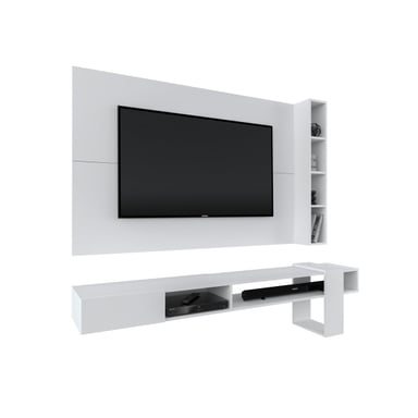 CENTRO DE ENTRETENIMIENTO MOVENDA MUEBLES GRAVATAI 65' MESA DE TV Y PANEL MOVENDA BLANCO - 3
