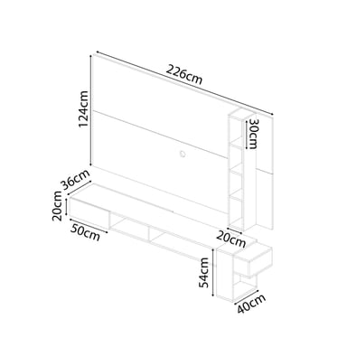 CENTRO DE ENTRETENIMIENTO MOVENDA MUEBLES GRAVATAI 65' MESA DE TV Y PANEL MOVENDA BLANCO - 5