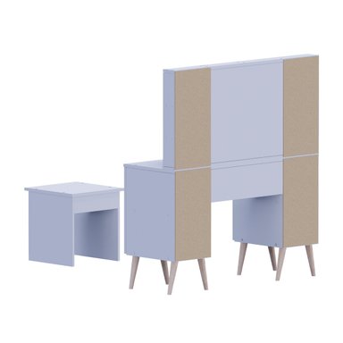 TOCADOR MOVENDA MUEBLES ZAFIRO BLANCO CON ESPEJO Y BANQUETA 2 PUERTAS - 4