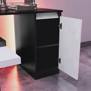 ESCRITORIO GAMER MOVENDA MUEBLES GAMER NR03 106 CM X 140 CM NEGRO/ BLANCO EN L NR 03 1 PUERTA - 4