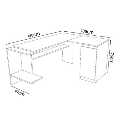 ESCRITORIO GAMER MOVENDA MUEBLES GAMER NR03 106 CM X 140 CM NEGRO/ BLANCO EN L NR 03 1 PUERTA - 5
