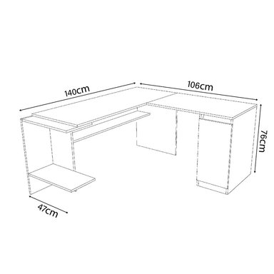 ESCRITORIO GAMER MOVENDA MUEBLES GAMER NR03 106 CM X 140 CM NEGRO/ BLANCO EN L NR 03 1 PUERTA - 6