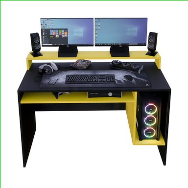 ESCRITORIO GAMER NR 07 120CM MOVENDA NEGRO CON AMARILLO - 3