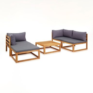 SET JUEGO TERRAZA MOVENDA MUEBLES LLANERO 4 PERSONAS MESA MADERA - 2