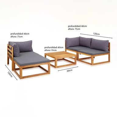 SET JUEGO TERRAZA MOVENDA MUEBLES LLANERO 4 PERSONAS MESA MADERA - 3