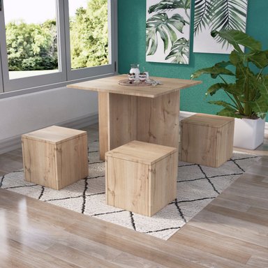 JUEGO COMEDOR MOVENDA MUEBLES CARTAGENA BEIGE 4 PERSONAS MOVENDA - 2