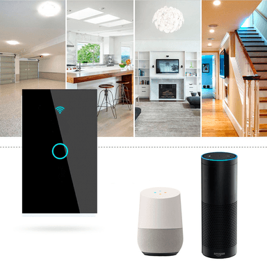 INTERRUPTOR DE PARED WIFI 1 TOMA - SIN NEUTRO - INCLUYE CAPACITOR - ALEXA Y GOOGLE - 4