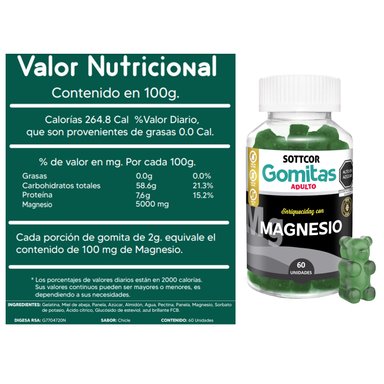 MAGNESIO PARA ADULTOS GOMITAS SOTTCOR 100GR CHICLE - 2