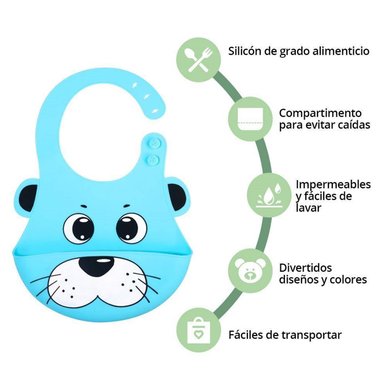 BABERO DE SILICONA PARA BEBÉ CELESTE - 2