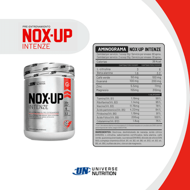 PRE ENTRENO UNIVERSE NUTRITION NOX-UP INTENZE 600 G UVA + SHAKER - 3
