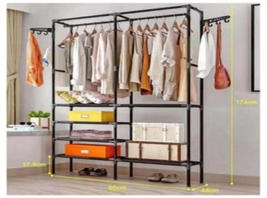 ROPERO PERCHERO ORGANIZADOR ARMARIO CLOSET ARMABLE 2 CUERPOS NEGRO - 2