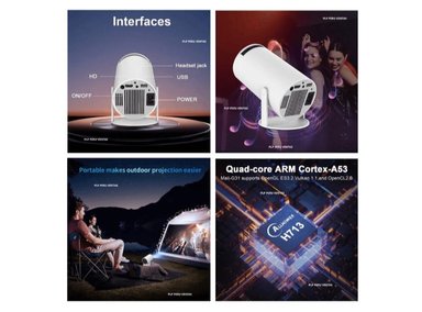 PROYECTOR PORTÁTIL HY300 SMART 4K ANDROID11 CON WIFI Y BLUETOOTH - 5