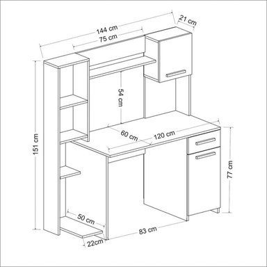 ESCRITORIO ESTANTE MUEBLES CRISOSTOMO HOME OFICCE 144 CM X 60 CM BLANCO DE MELAMINA - 5