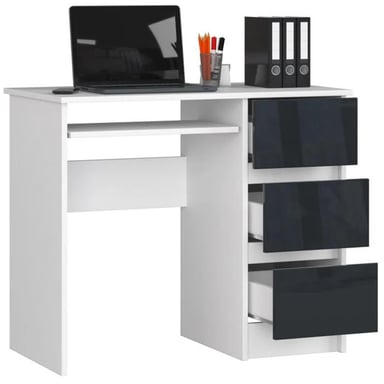 ESCRITORIO DE MELAMINA MUEBLES CRISOSTOMO HOME OFICCE MODERNO BLANCO-NEGRO 90CM - 2