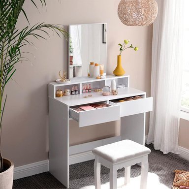 TOCADOR DE MAQUILLAJE BLANCO 80CM - 2