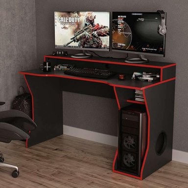 ESCRITORIO GAMER MUEBLES CRISOSTOMO HOME OFICCE 130 CM X 130 CM NEGRO DE MELAMINA MODERNO - 3