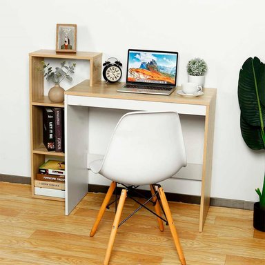 ESCRITORIO LIBRERO MUEBLES CRISOSTOMO HOME OFICCE 110 CM X 110 CM BLANCO MODERNO MALVA - 2