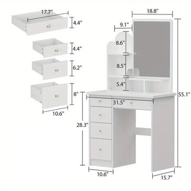 TOCADOR MAQUILLAJE MUEBLES CRISOSTOMO HOME NEGRO MODERNO 80CM - 4