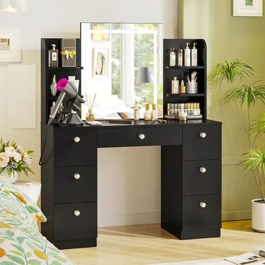 TOCADOR DE MAQUILLAJE LUZ LED NEGRO 110CM - 2