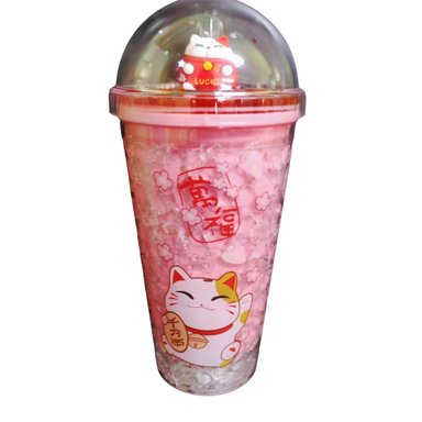 VASO TOMATODO CON GEL PARA ENFRIAR DISEÑO DE GATO 450ML ROJO - 2