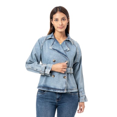 CASACA DENIM MUJER PIONIER AZUL DEYAM -C - 1