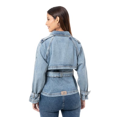 CASACA DENIM MUJER PIONIER AZUL DEYAM -C - 2