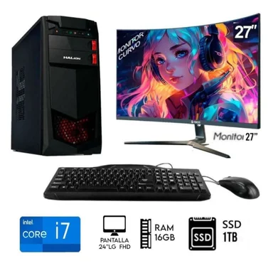 COMPUTADORA 24' INTEL CORE I7 PC 3.4 GHZ, RAM DISCO SOLIDO 960GB, MONITOR LG FULL HD INTEL 16GB - 1