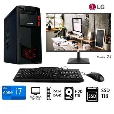 COMPUTADORA INTEL CORE I7 RAM 16GB PC 3.4 GHZ MONITOR 24 LG DISCO CASE 350W 1TB - 1