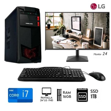 COMPUTADORA INTEL CORE I7 RAM 16GB PC 3.4 GHZ DISCO + SSD 240GB MONITOR 24LG 1TB - 1