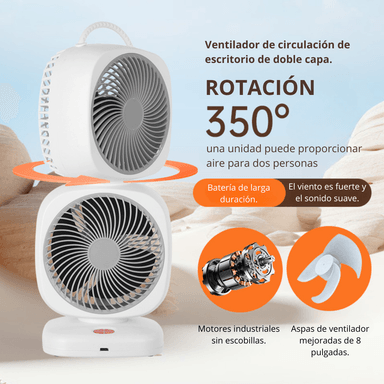 VENTILADOR 350° DE DOBLE CABEZAL CON 5 VELOCIDADES RECARGABLE XHS-02 - 2