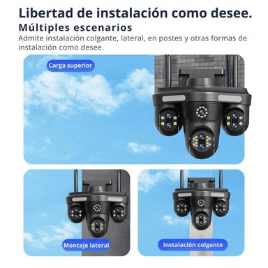 CÁMARA DE SEGURIDAD WIFI PTZ 360° TRIPLE LENTE UHD CON ZOOM 10X VISIÓN NOCTURNA AUDIO Y SIRENA - 6