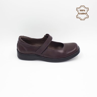 ZAPATOS NIÑA MARY JANE CUERO GUINDA - 1