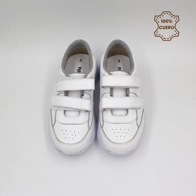 ZAPATILLAS PEGA PEGA NIÑO Y NIÑA DEPOR CUERO BLANCO - 4