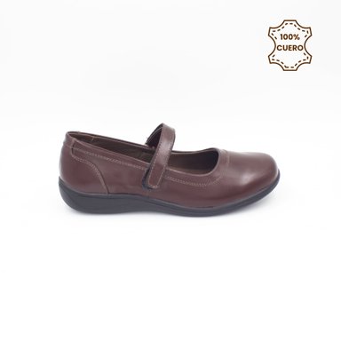 ZAPATOS PEGA PEGA NIÑA DEBBY CUERO GUINDA - 1