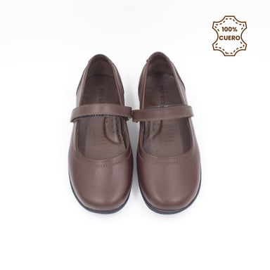 ZAPATOS PEGA PEGA NIÑA DEBBY CUERO MARRON - 4