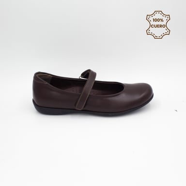 ZAPATOS BALLERINAS NIÑA DONNA CUERO MARRON - 1